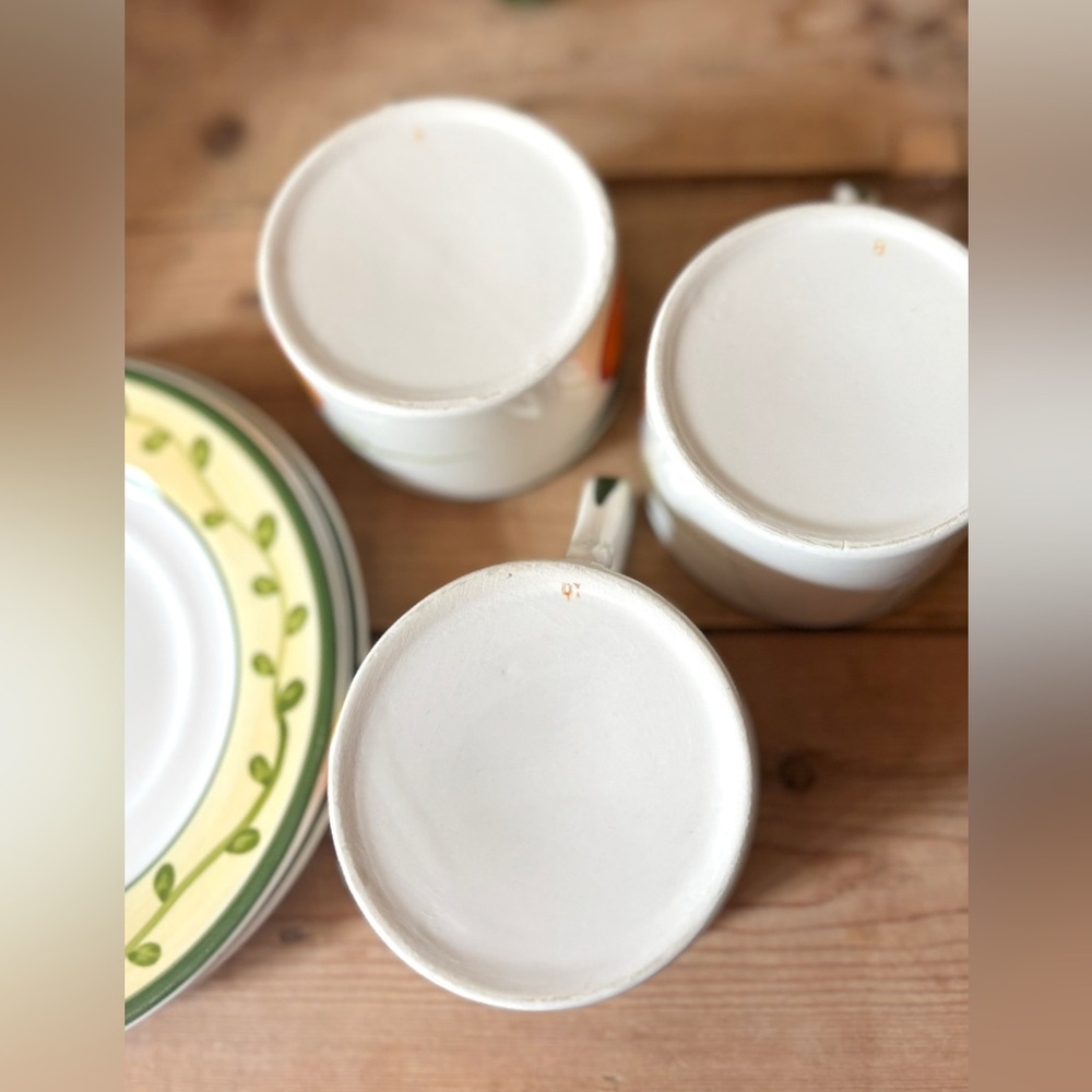 Stoneage Hand Painted Peramela Ceramic Tuscan Fruit Tea Espresso Cups Saucers - Picture 7 of 11